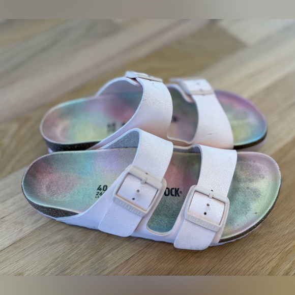 Birkenstocks Arizona Sandals Women’s Pink Tie Dye Rainbow Ombré Sandals Size 40 - Picture 2 of 6